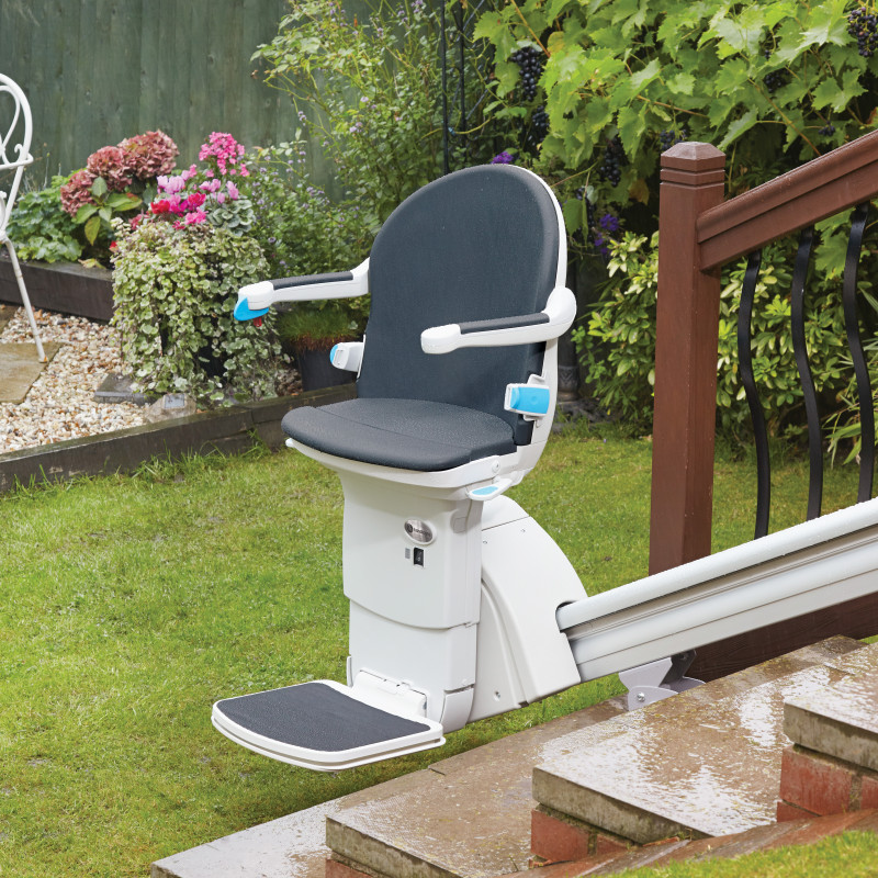 A stairlift in a garden