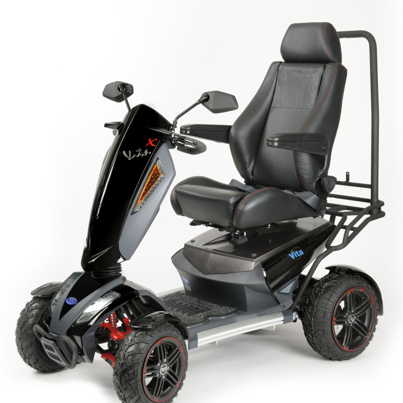 Black mobility scooter with arm rests