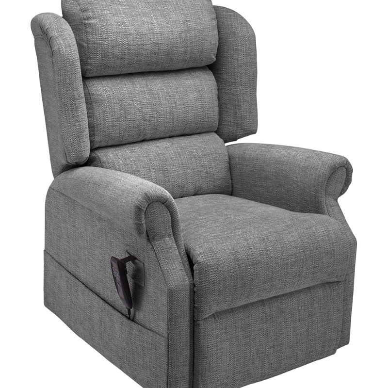 Grey reclining chair with white background