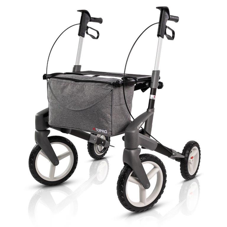 Black walking aid with basket