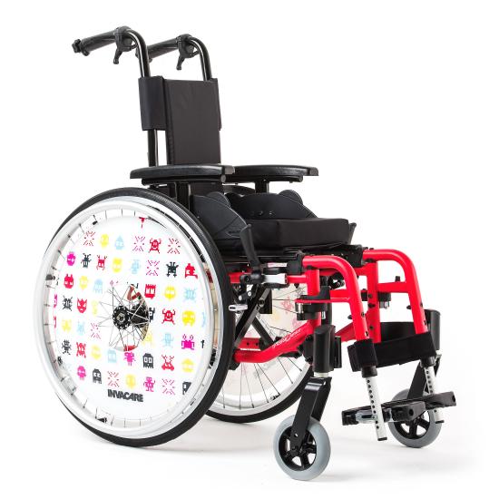 Junior wheelchair with space raiders wheel cover