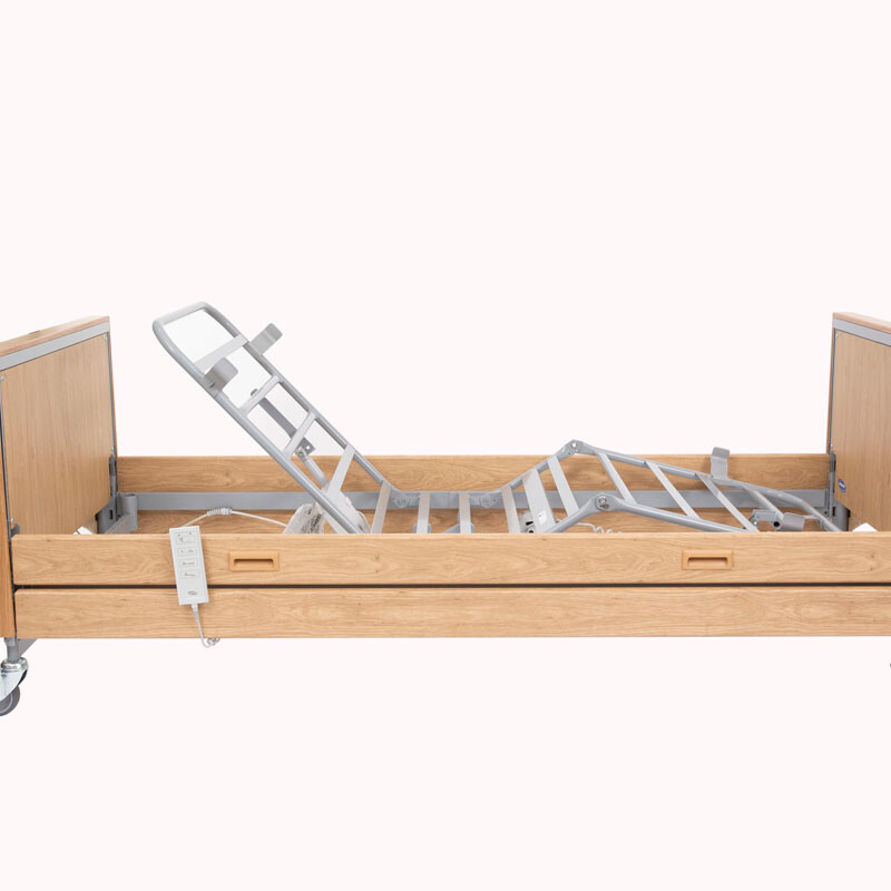 Reclining bed without mattress.